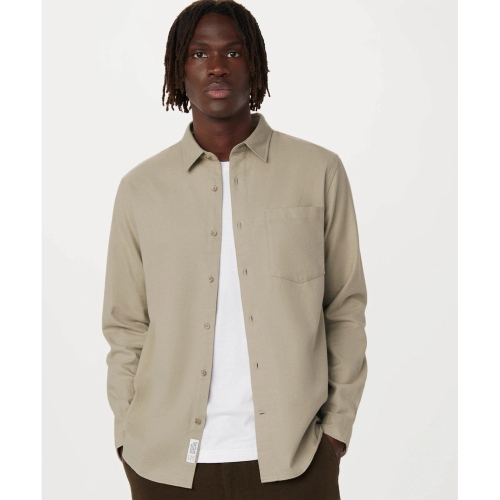 Frank And Oak The Yak Wool Flannel Shirt‎ Beige Size L